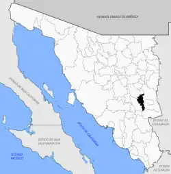 Location of the municipality in Sonora