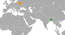 Map indicating locations of Bangladesh and Belarus