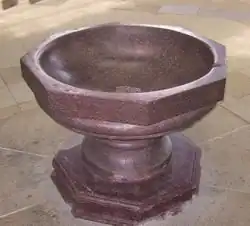 Octagonal baptismal font in Magdeburg Cathedral, Germany