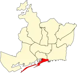 Map of la Barceloneta within the Ciutat Vella district