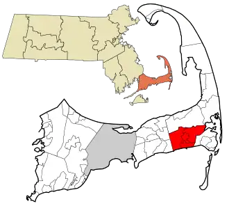 Location in Barnstable County and Massachusetts.