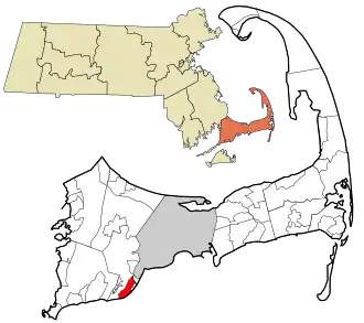 Location in Barnstable County and the state of Massachusetts.