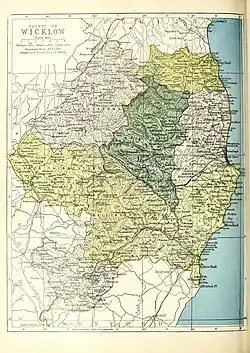 Baronies of County Wicklow. Lower Talbotstown is in the west.