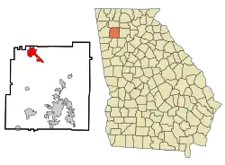 Location in Bartow County and the state of Georgia