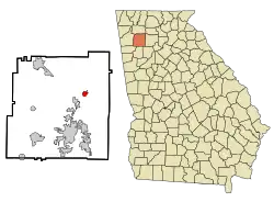 Location in Bartow County and the state of Georgia