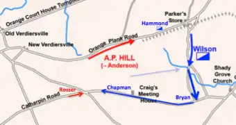 map showing cavalry positions