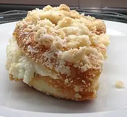 A Bavarian cream crumb pastry