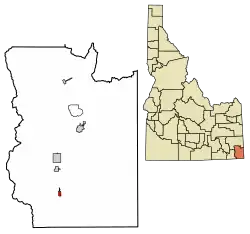 Location of St. Charles in Bear Lake County, Idaho.