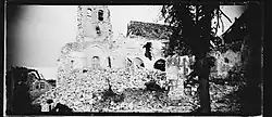 Panoramic view of the ruins of the church of Berzy-le-Sec (Aisne) in 1918. Photograph by Raoul Berthele, Archive of Toulouse