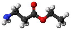 Ball-and-stick model of the β-alanine ethyl ester molecule