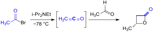 Synthese von β-Butyrolacton aus Keten über Acetylbromid-Route