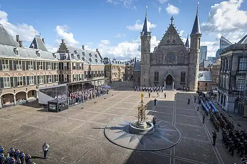 Binnenhof, the Hague, Netherlands. It houses the meeting place of both houses of the States General of the Netherlands,