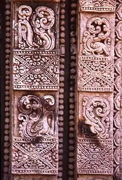 Floral design on one of the walls of the temple