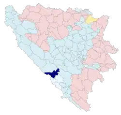 Location of Posušje in Bosnia and Herzegovina