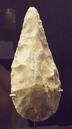 Acheulean flint biface from 200,000 years BP, found in Madrid (Spain)