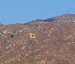 Large concrete "C" on Box Springs Mountain