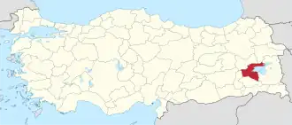Location of the province within Turkey
