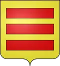 Or, three hamades gules, the arms of La Hamaide in the Belgian province of Hainaut