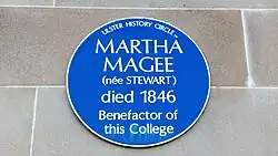 Blue plaque displayed by the Ulster Historical Society