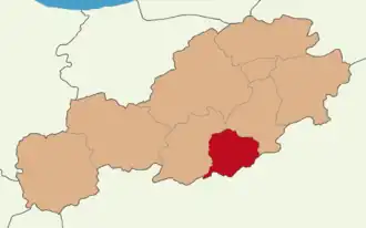 Map showing Kıbrıscık District in Bolu Province