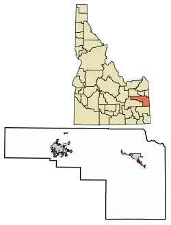 Location of Irwin in Bonneville County, Idaho.