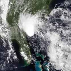 A disorganized Tropical Storm Bonnie positioned southeast of South Carolina on May&nbsp;28
