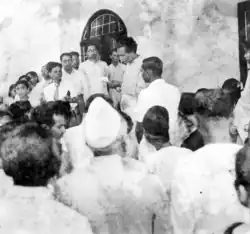 Shilpacharjo Zainul Abedin inaugurating the painting and photograph exhibition in 1954 at Burdwan House, with Professor Muhammad Abdul Hye beside him.