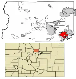 Location of the City of Louisville in Boulder County, Colorado.