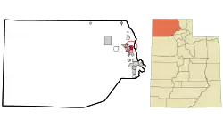 Location in Box Elder County and the state of Utah.