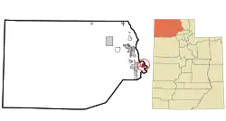 Location of Mantua within Box Elder County and within the State of Utah