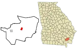 Location in Brantley County and the state of Georgia