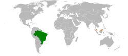 Map indicating locations of Brazil and Malaysia