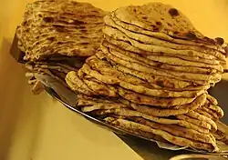 Naan (bread) from a local baker, the most widely consumed bread in Afghanistan