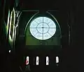 Interior view of the large rose window.
