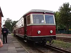 Railbus T44 with wagon 2 at Bruchhausen-Vilsen