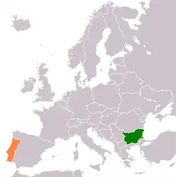 Map indicating locations of Bulgaria and Portugal