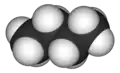 Space-filling model of the butane molecule