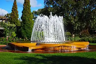 One of the many fountains in the gardens.