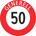2.30.1 Generally valid speed limit within densely built-up areas; German variant