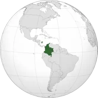 Location of Colombia (dark green)