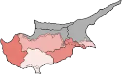 Map of Cyprus, showing per capita infections