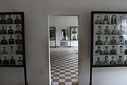 Image 44Rooms of the Tuol Sleng Genocide Museum contain thousands of photos taken by the Khmer Rouge of their victims. (from History of Cambodia)