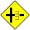 Railway crossing on right road