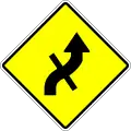 Crossroad on a double curve (different road classes)