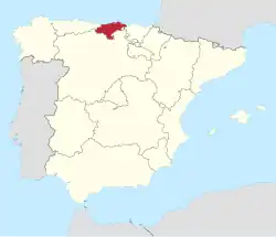 Map of Spain with the province of Cantabria highlighted