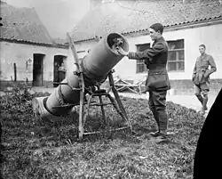 A captured Albrecht mortar showing its size