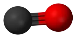 Ball-and-stick model of carbon monoxide