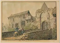 Ruin of the Tiefburg at Handschuhsheim, 1813-1814, watercolor over graphite, now in the J. Paul Getty Museum