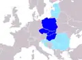 Central Europe according to Peter J. Katzenstein (1997):   The Visegrád Group countries are referred to as Central Europe in the book.[87]   Countries for which there is no precise, uncontestable way to decide whether they are parts of Central Europe or not[88]