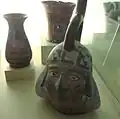 Peruvian Moche civilization. Head-shaped ceramic vessel, c. 100 BC–800 AD